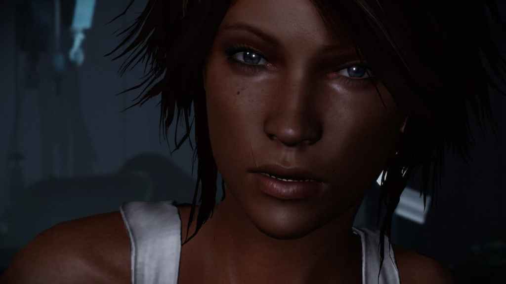 The character Nilin looking into the camera in Remember Me. 