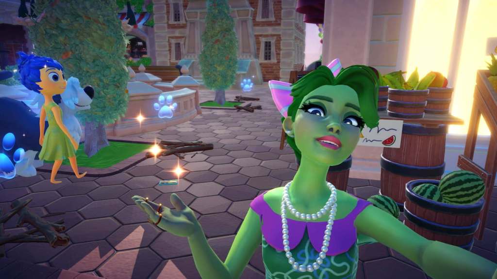 taking a picture with riley's phone on the ground in disney dreamlight valley