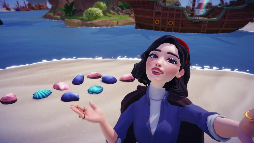 taking a picture with shellfish in disney dreamlight valley