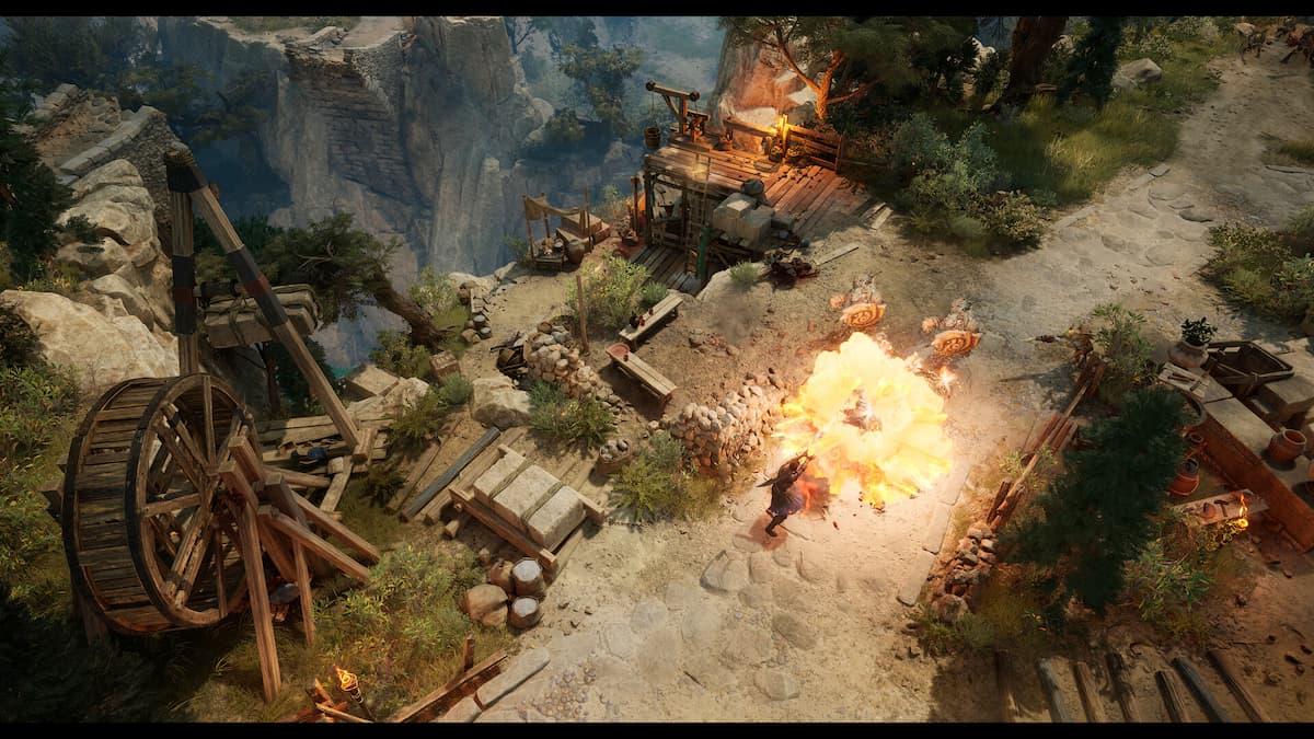 A player casting a Fire spell in Titan Quest 2