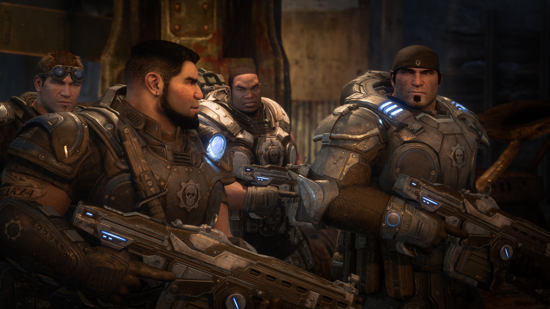 Gears of War Reloaded where players are talking with one another