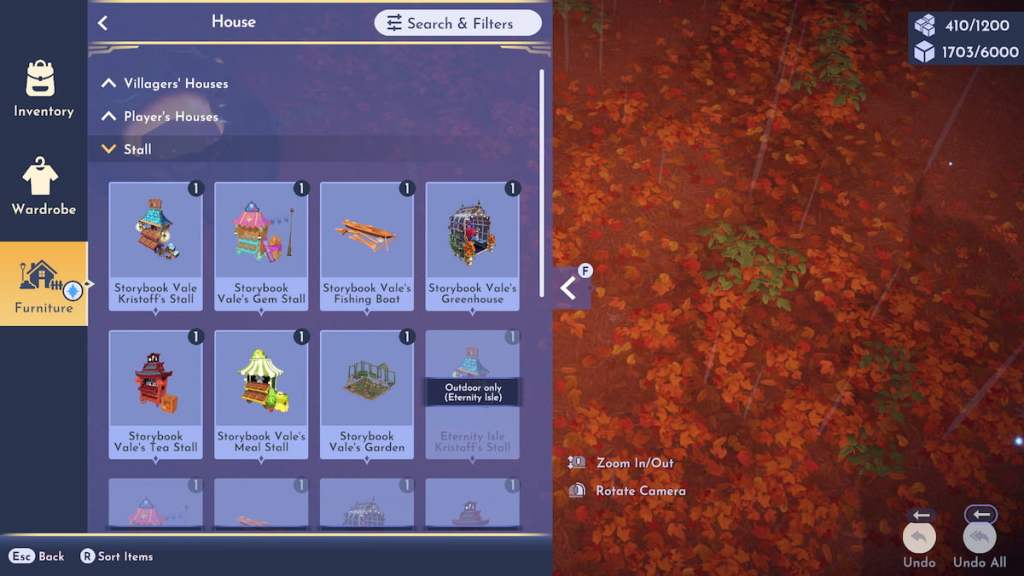 Stalls that can be placed in disney dreamlight valley