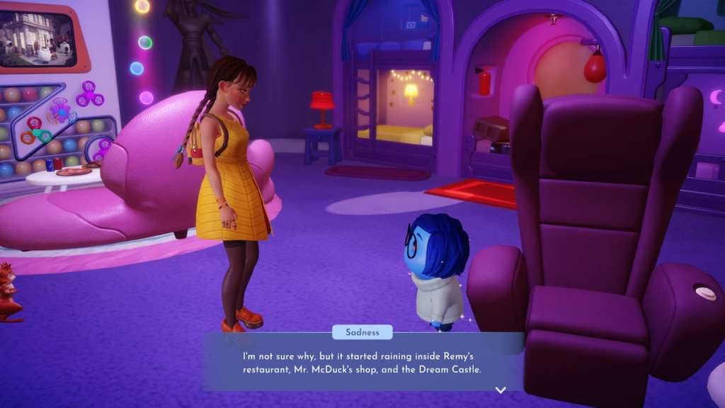 Talking to Sadness in disney dreamlight valley