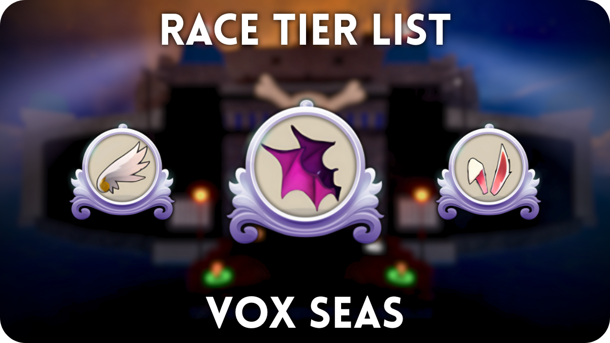 A player posing in front of the Prison Island in Vox Seas Roblox experience with the best races in the foreground.