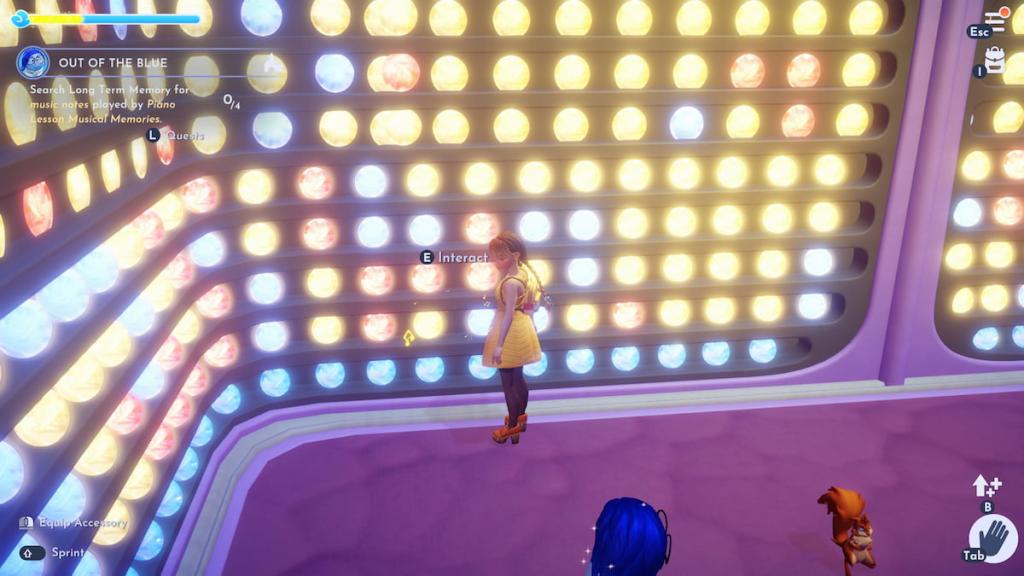 Yellow music notes on wall in DDV