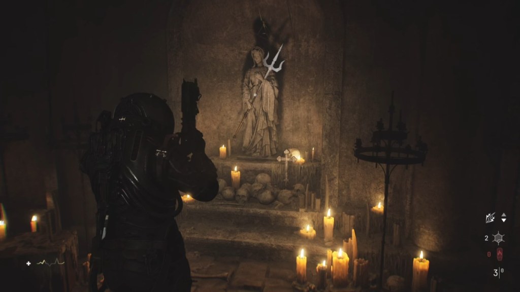 Looking at Trident inside Catacombs