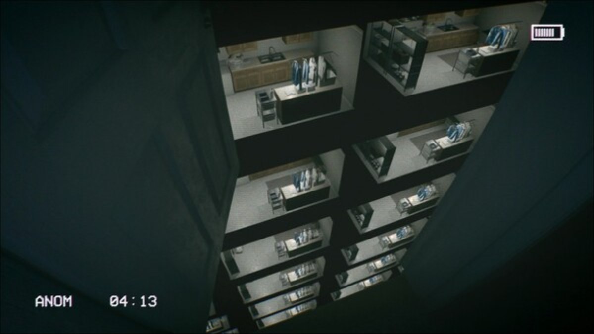 Looking down and out into columns of the same apartment