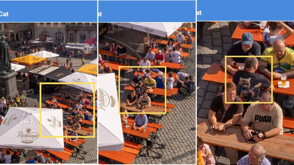 Three screenshots side by side of I'm not a Robot showing the Guitar Cat.