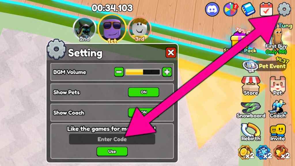 How to redeem Ski Racing codes.