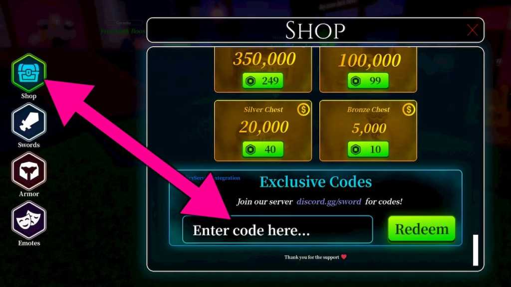 How to redeem Sword League codes.