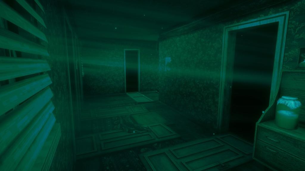 The house at night with all the doors blown off