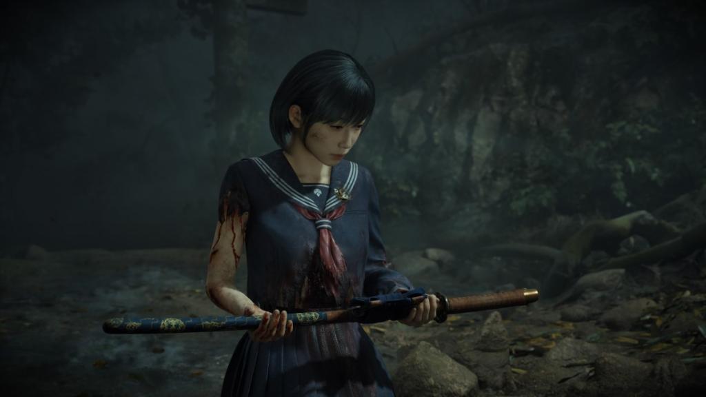 Hinako holding the Sacred Sword