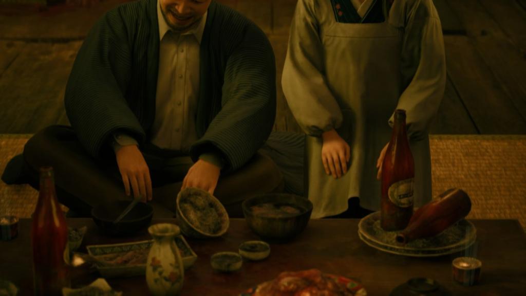 Hinako's parents sitting at a dining table, their faces cut off-screen