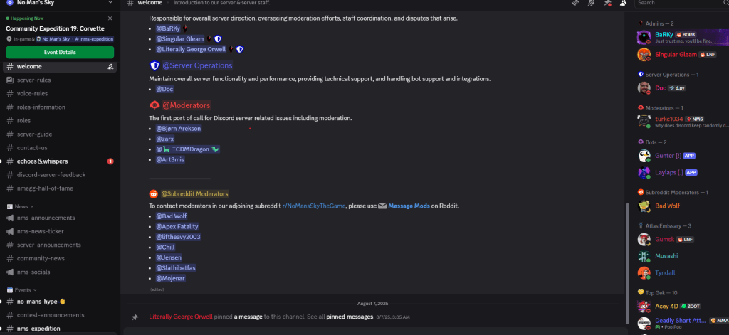 Official No Man's Sky Discord server with its channels