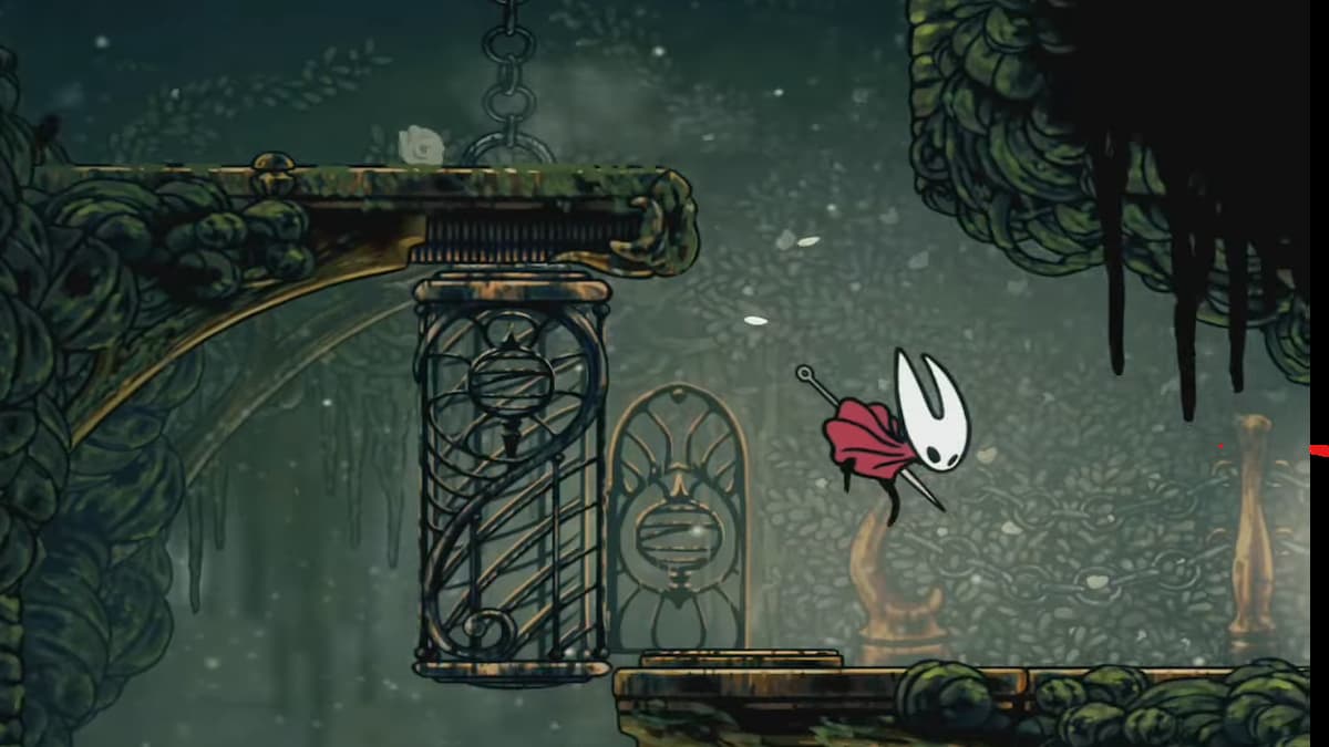 Hornet jumping off a ledge in Hollow Knight Silksong