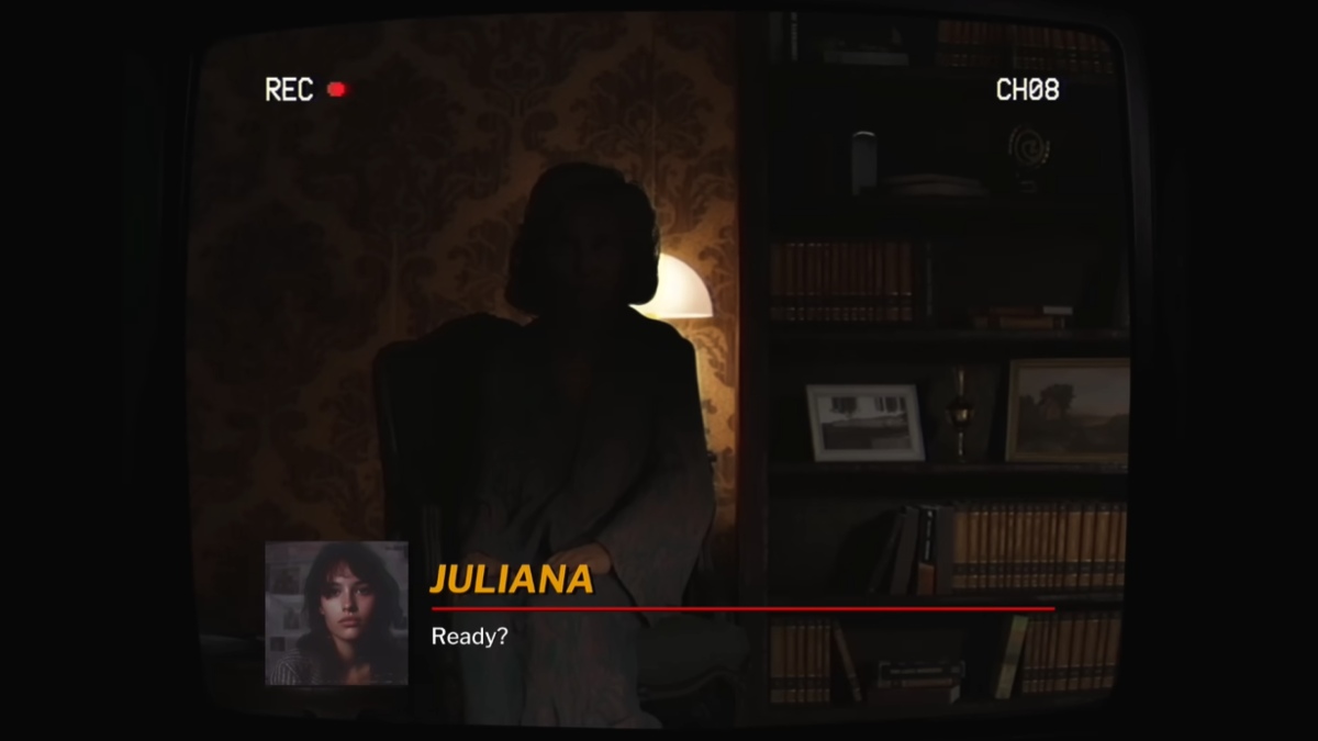 Juliana asking Adriana if she's ready for the interview. Shot pointing at Adriana in the shadows, sitting on her armchair