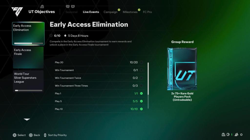 Rewards for the early access elimination tournament in FC 26