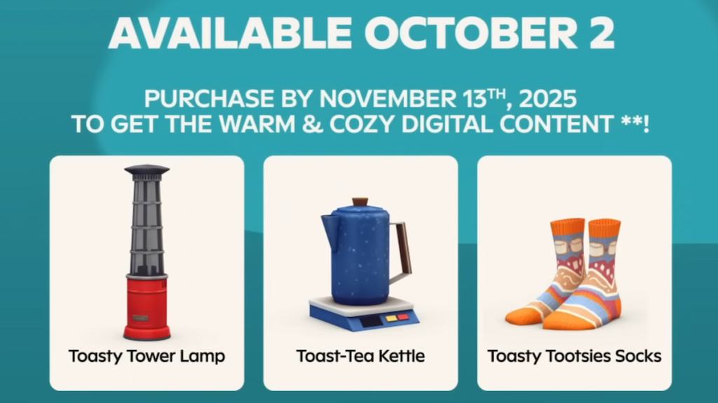 A lamp, kettle, and socks in the sims 4