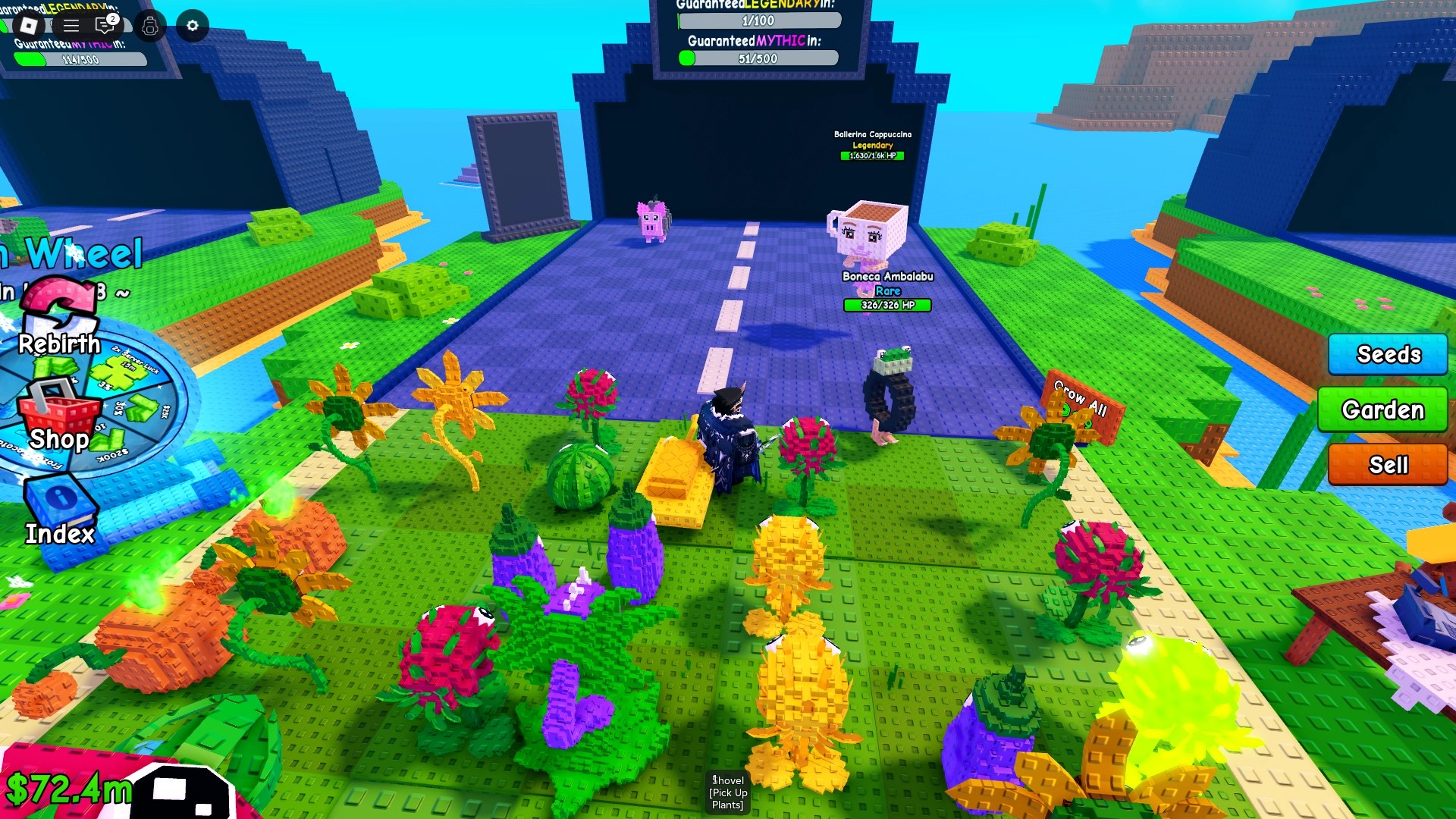 Brainrots attacking a players field in Plants vs Brainrots.