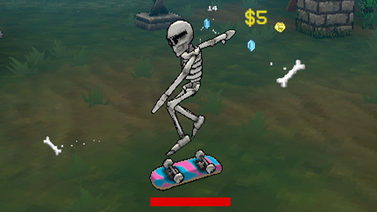 Calcium performing a kickflip in Megabonk