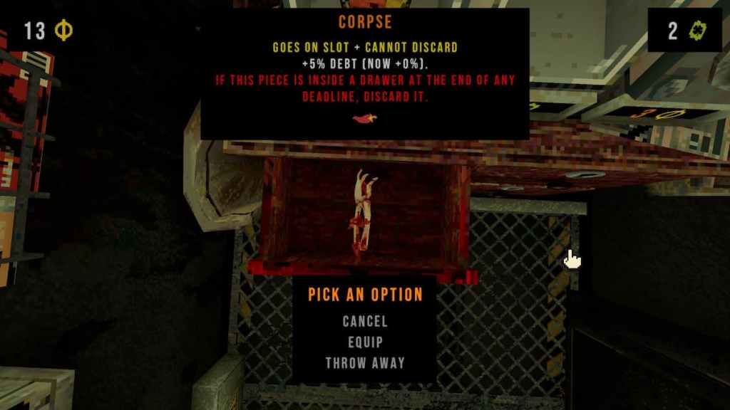 Corpse item description in CloverPit