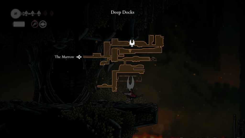 The Deep Docks map in Hollow Knight Silksong.