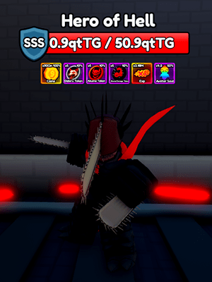 Hero of Hell Secret Boss from the Anime Eternal Roblox experience.