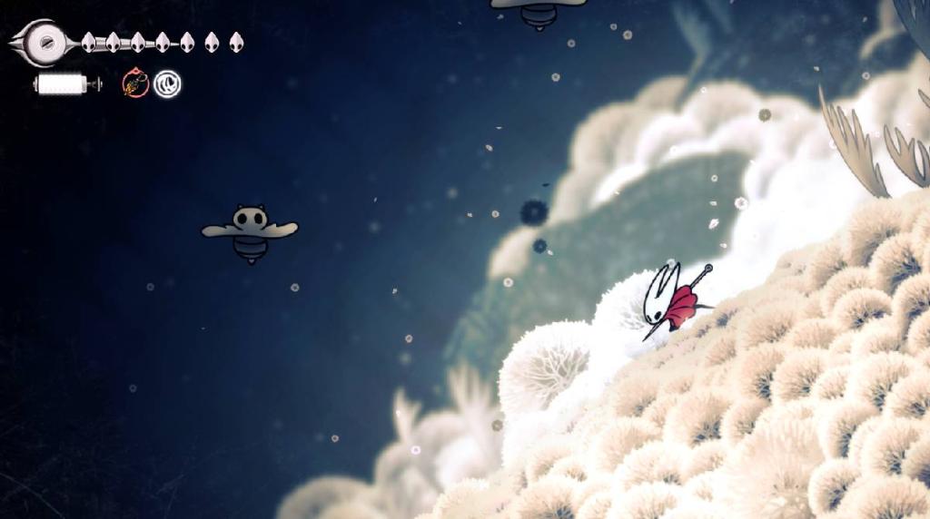 Hornet slides down a white glowing slope