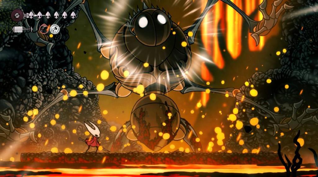Hornet tackles a large mechanical enemy called The Fourth Chorus