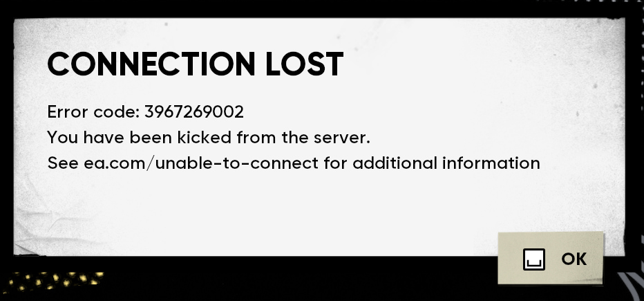 Skate error code screen