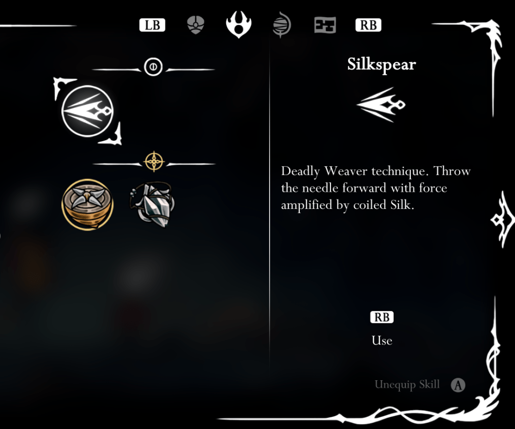 Silkspear ability description in Hollow Knight Silksong