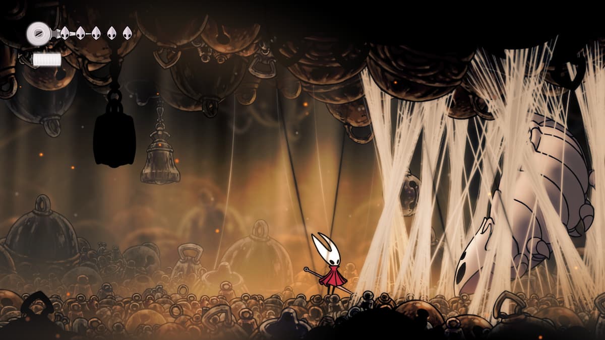 Bell Beast locked behind cobwebs in Hollow Knight Silksong