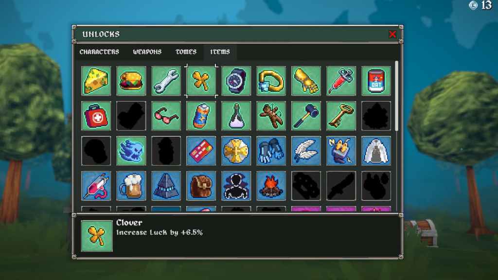 Various items in Megabonk. 