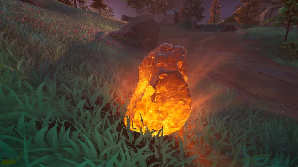 glowing orange meteor on the ground in fortnite
