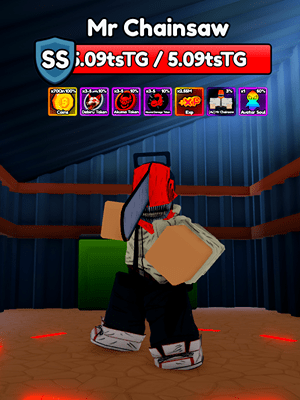 Mr Chainsaw Secret Boss from the Anime Eternal Roblox experience.