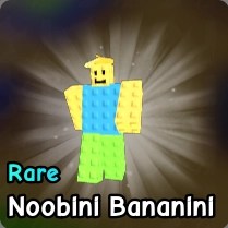 Noobini Bananini brainrot from Plants vs Zombies Roblox experience.