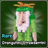 Orangutini Strawberrini fuzed brainrot from Plants vs Zombies Roblox experience.