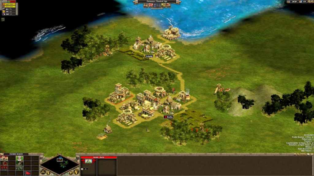 Two towns on the coast in Rise of Nations.