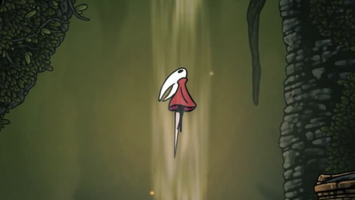 Hornet traveling via a wind in hollow Knight Silksong.