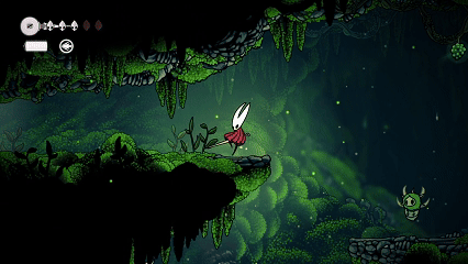 A GIF of Hornet attacking a mosquito to reach the Mossberry in Hollow Knight: Silksong