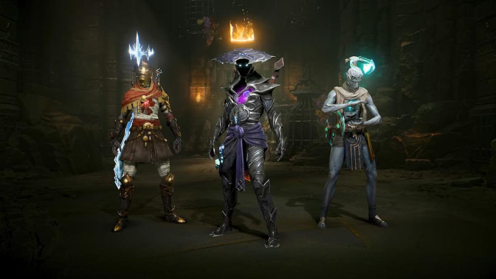 Three characters from Arkheron standing next to each other.