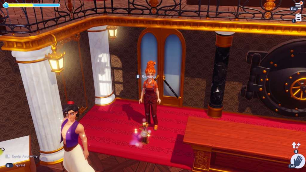 Standing by a hockey trophy on the ground in disney dreamlight valley