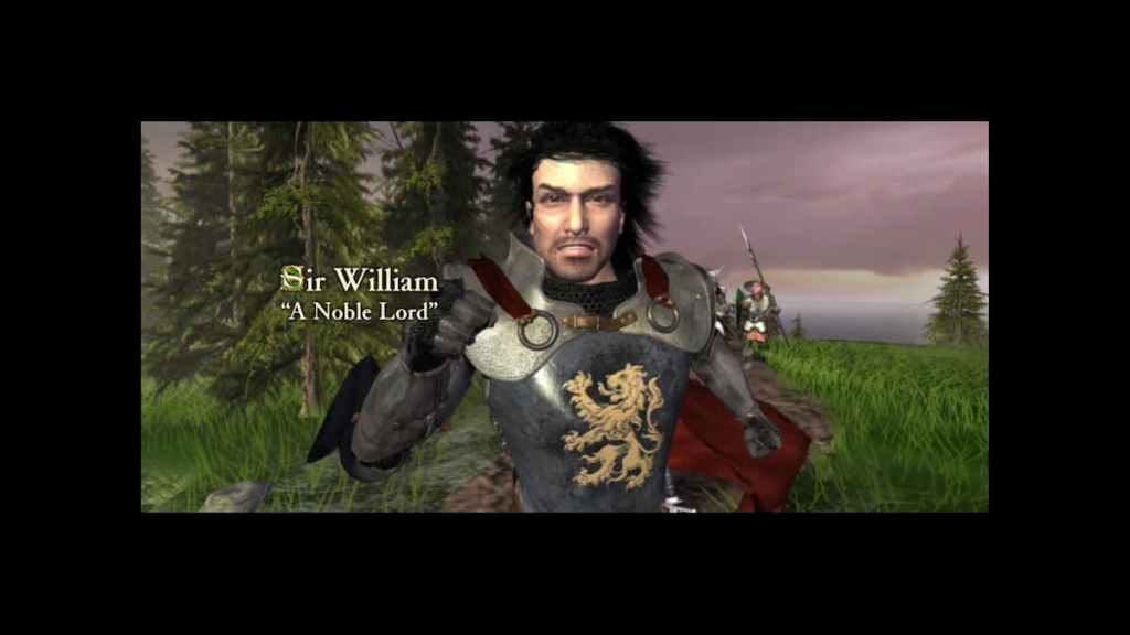 Prince William running away from a band of enemy soldiers across a field in Stronghold 2.