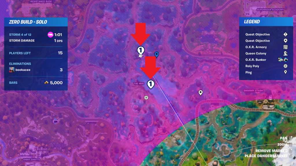 Two tainted egg locations marked in fortnite