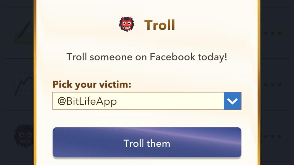 Trolling BitLife on social media in-game