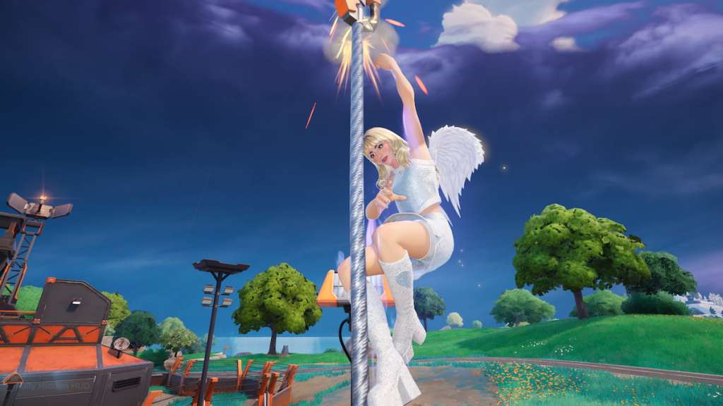 Sabrina carpenter using an ascender in fortnite