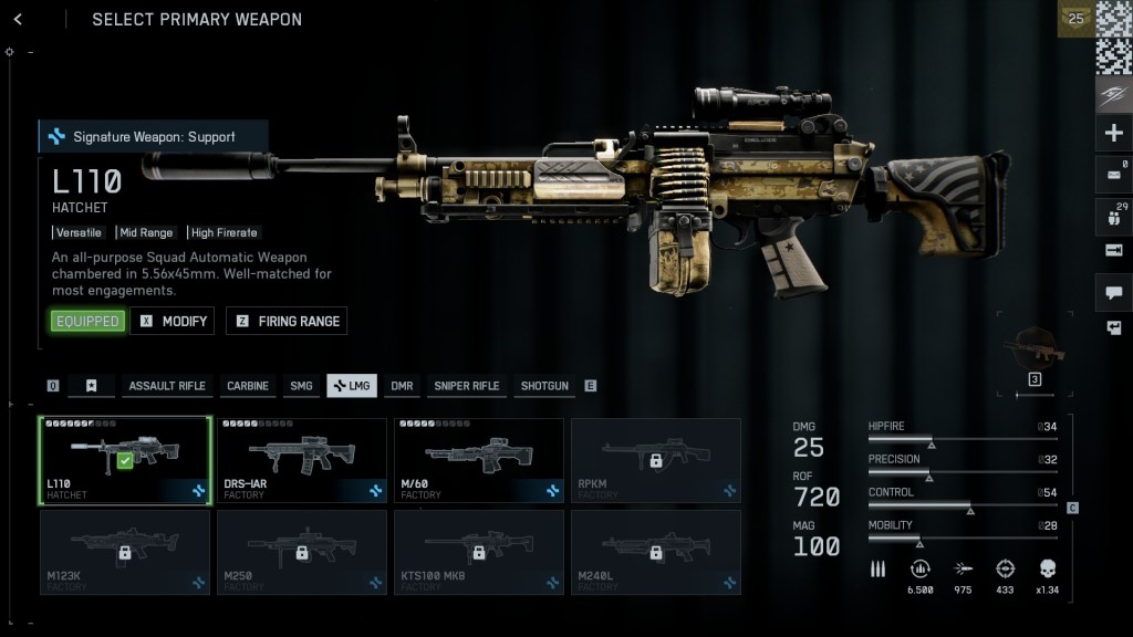 The L110 light machine-gun in Battlefield 6. 