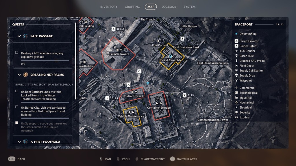 3D map of the Spaceport level in ARC Raiders.