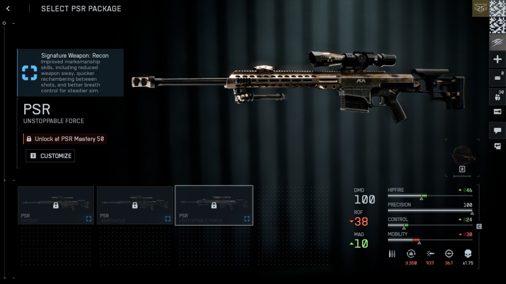 The PSR .50 caliber sniper rifle in Battlefield 6. 