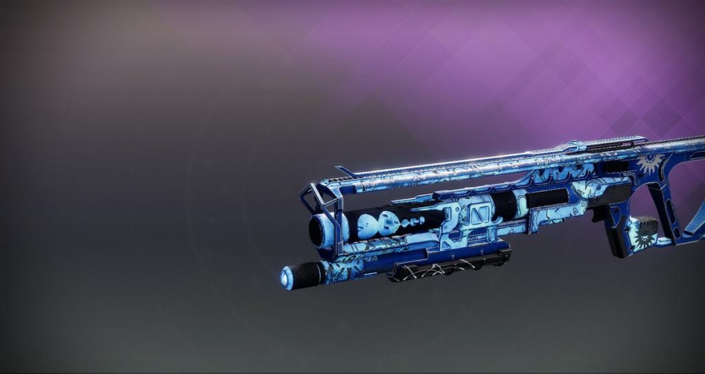 The Arcane Embrace shotgun as a T5 drop, with the maching icy blue glow.